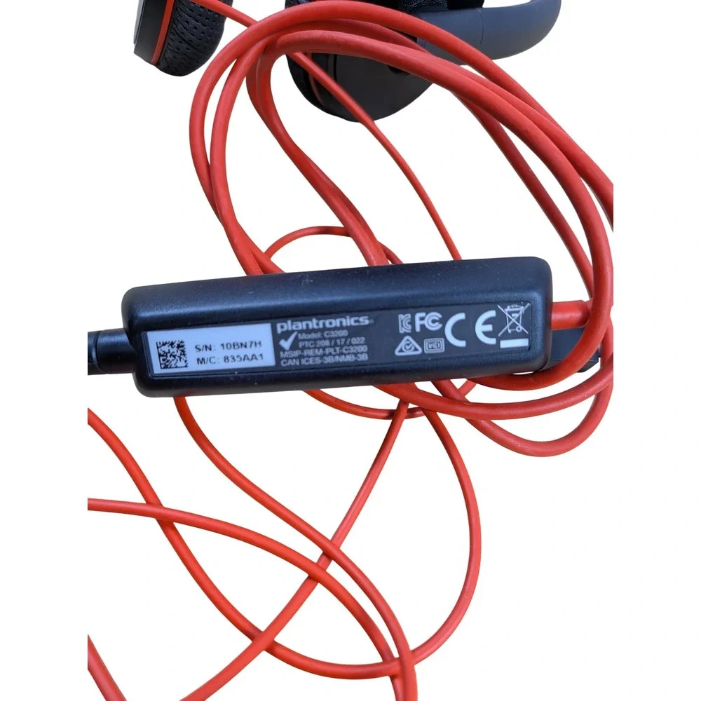 Plantronics C3225 Wired Headset Black Red USB-A Noise Canceling Mic
